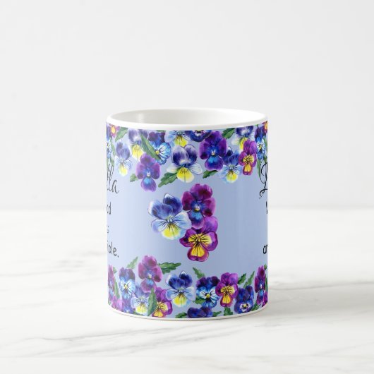 Mug Fleurs Pansy Floral Christian Scripture Nom (Centre)