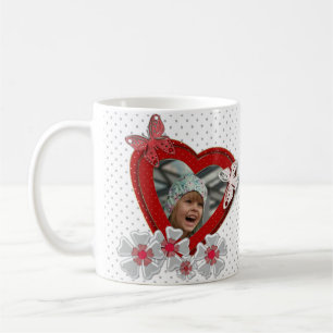 Mug Fleurs papillon cœur rouge Saint-Valentin amour no