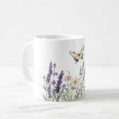 Mug Fleurs Papillon Jaune Lavande (Devant gauche)