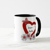 Mug Fleurs papillons de coeur rouge Valentines Jour am (Devant droit)