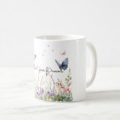 Mug Fleurs Papillons Rouge Rose Violet (Devant droit)