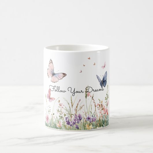 Mug Fleurs Papillons Rouge Rose Violet (Centre)