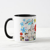 Mug Fleurs parfumées éclaboussées noir & blanc (Gauche)