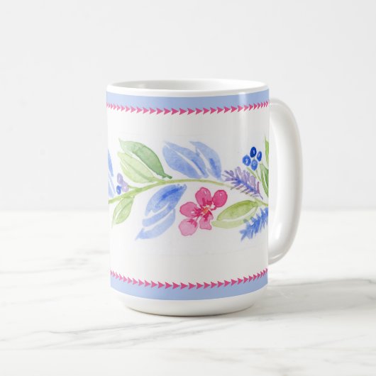 Mug Fleurs pastel à l'aquarelle peintes à la main (Devant droit)