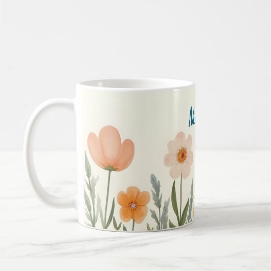 Mug Fleurs pastel rose et bleu (Gauche)