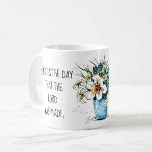 Mug Fleurs peintes, vers du psaume 118:24
