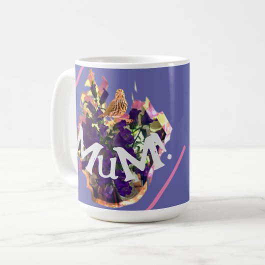 Mug Fleurs perpules avec oiseaux (Devant gauche)