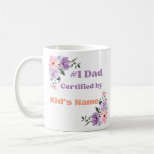 Mug Fleurs personnalisées "Meilleur papa n°1 certifié