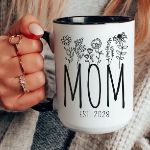 Mug Fleurs Personnalisées pour Maman, Cadeau d'Ann