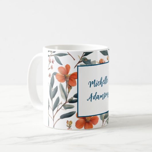 Mug Fleurs Plaines Rétro Élégantes Et Élégantes Votre (Devant gauche)