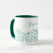 Mug Fleurs Plantes de la nature verte et blanche (Devant gauche)