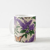 Mug Fleurs pourpres et papillons (Devant gauche)