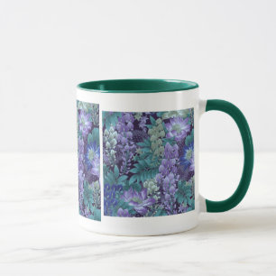 Mug Fleurs pourpres et turquoises de jungle