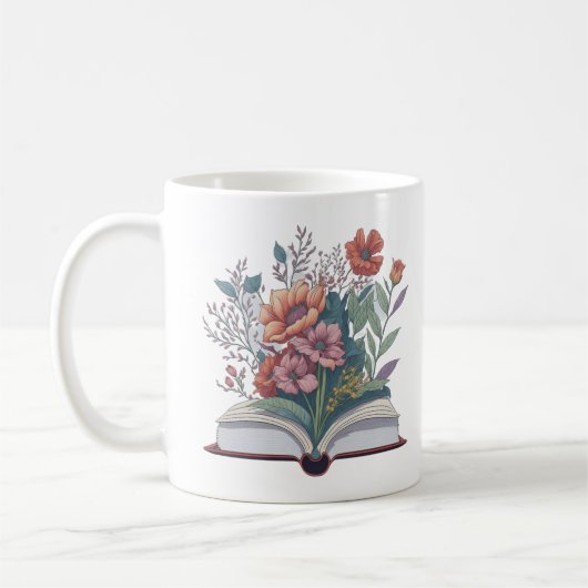 Mug fleurs poussant de livre, livre à fleurs (Gauche)