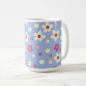 Mug fleurs printanières sur fond bleu (Devant droit)
