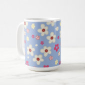 Mug fleurs printanières sur fond bleu (Devant gauche)