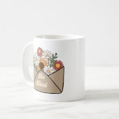 Mug Fleurs rétro avec un message positif sois gentil (Devant gauche)