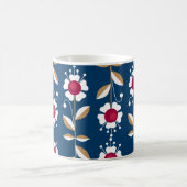 Mug Fleurs rétro blanches sur fond bleu foncé (Centre)