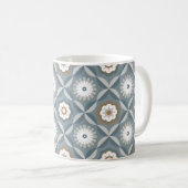 Mug Fleurs rétro bleu gris (Devant droit)