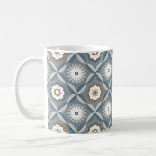 Mug Fleurs rétro bleu gris (Gauche)