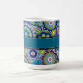 Mug Fleurs rétro colorées avec Monogramme (Centre)