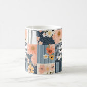 Mug Fleurs Rétro en Patchwork Rose et Bleu (Centre)
