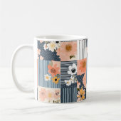 Mug Fleurs Rétro en Patchwork Rose et Bleu (Gauche)