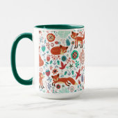 Mug Fleurs rétro mignonnes Oiseaux et Renards rouges M (Gauche)