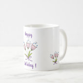 Mug Fleurs romantiques tulipes anniversaire minimalist (Devant droit)