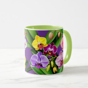 Mug Fleurs Rose Bleu Jaune Lilas Vert Orchidée