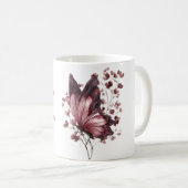 Mug Fleurs Rose Bourgogne Papillon Rêves (Devant droit)