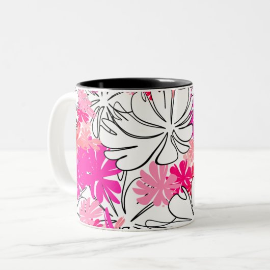 Mug Fleurs Rose Clair (Devant gauche)