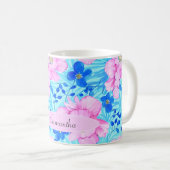 Mug Fleurs rose et bleu (Devant droit)