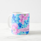 Mug Fleurs rose et bleu (Devant gauche)