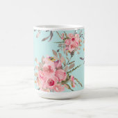 Mug Fleurs rose pâle sur bleu clair (Centre)
