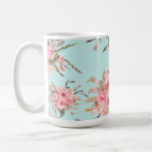 Mug Fleurs rose pâle sur bleu clair (Gauche)