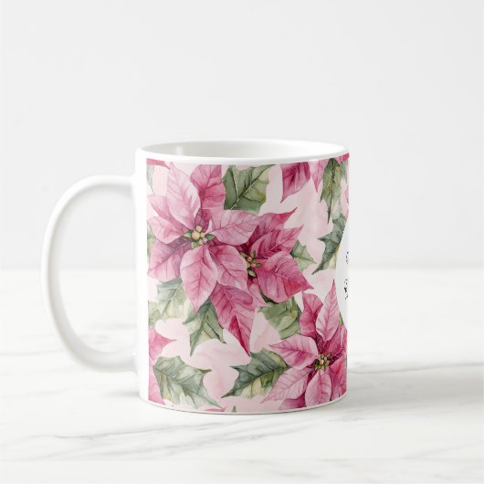 Mug Fleurs rose Poinsettia Noël (Gauche)