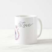 Mug Fleurs Rose Violet Blush Cœur Amour Chat (Devant droit)