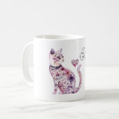 Mug Fleurs Rose Violet Blush Cœur Amour Chat (Devant gauche)