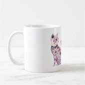 Mug Fleurs Rose Violet Blush Cœur Amour Chat (Gauche)