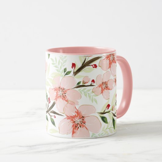 Mug Fleurs roses (Devant droit)