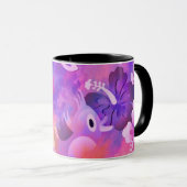 Mug Fleurs roses Abstraites et art des oiseaux (Devant droit)