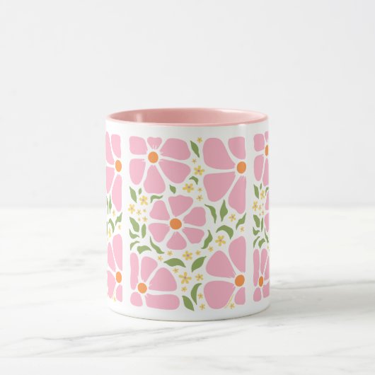 Mug Fleurs roses Abstraites joueuses (Centre)