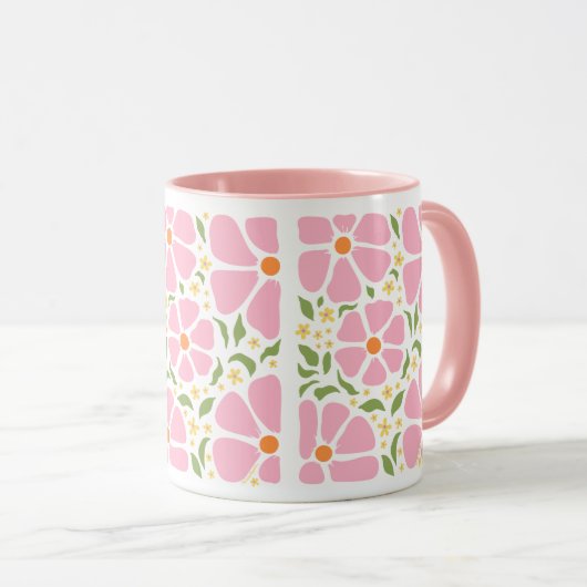 Mug Fleurs roses Abstraites joueuses (Devant droit)