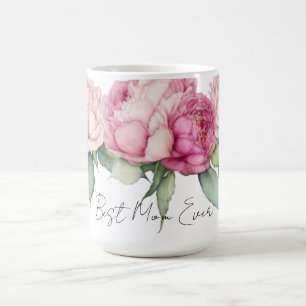 Mug Fleurs roses aquarelle roses pivoines maman