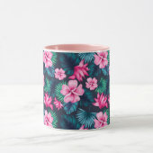 Mug Fleurs roses avec Feuilles verts Partern-79066 (Centre)
