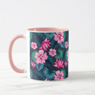 Mug Fleurs roses avec Feuilles verts Partern-79066