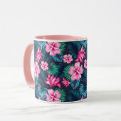 Mug Fleurs roses avec Feuilles verts Partern-79066 (Devant gauche)