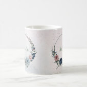 Mug Fleurs roses bleues romantiques feuillage (Centre)