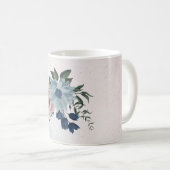 Mug Fleurs roses bleues romantiques verdure (Devant droit)